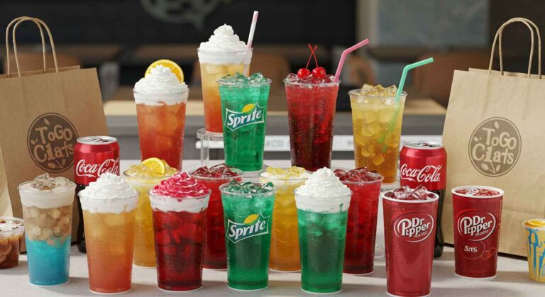 A to-go cup filled with a refreshing fountain drink.
