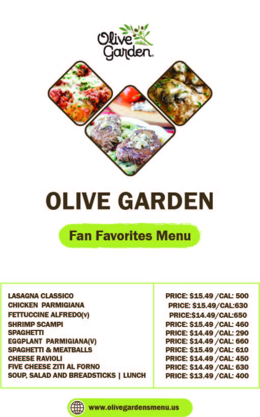 Olive garden Fan favirate Menu